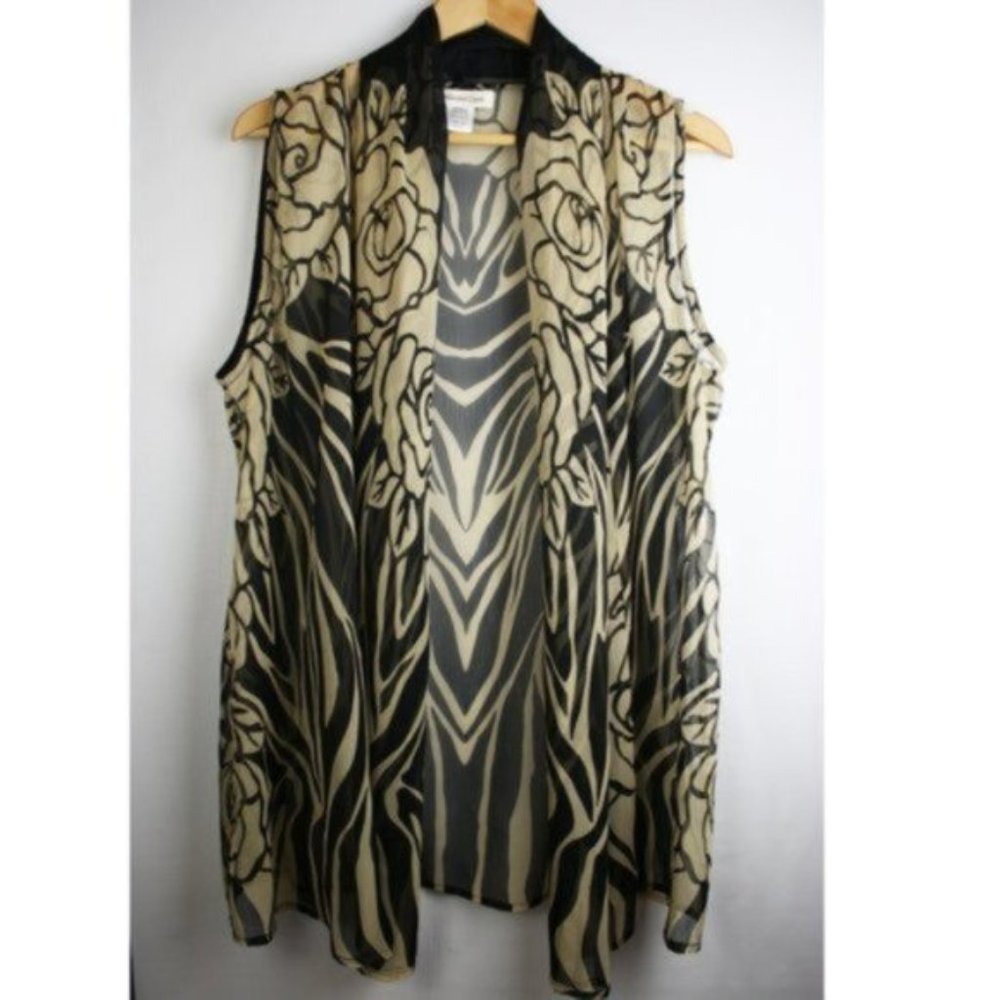 NWOT Sheer Open Front Waterfall Vest